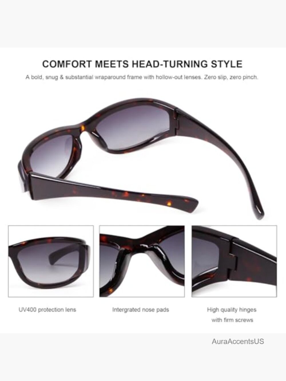 Y2K Wrap Around Sunglasses Rave Festival Thick Frame Hollow Out Sporty Shades - Picture 4 of 7